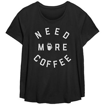 Plus Size Fifth Sun "Need More Coffee" Scoop Neck Graphic Tee