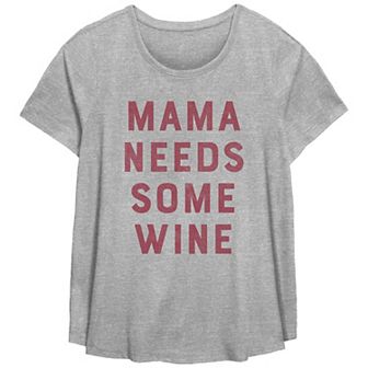 Plus Size Fifth Sun "Mama Needs Some Wine" Scoop Neck Graphic Tee