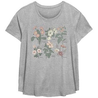 Plus Size Fifth Sun Floral Taxonomy Scoop Neck Graphic Tee
