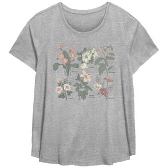 Plus Size Fifth Sun Floral Taxonomy Scoop Neck Graphic Tee
