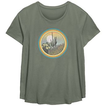 Plus Size Vintage Cactus Desert Vignette Flowy Graphic Tee