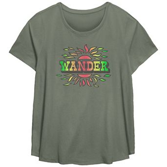Plus Size Fifth Sun Retro Wander Text Scoop Neck Graphic Tee