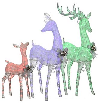 National Tree Company 36", 52" & 60" LED Light-Up Glittered Christmas Deer Family