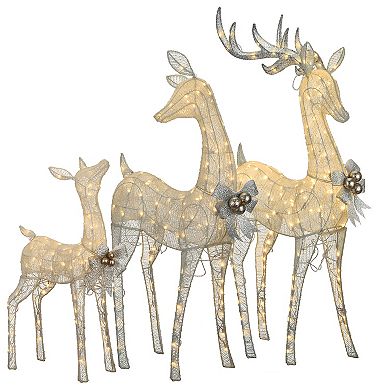National Tree Company 36", 52" & 60" LED Light-Up Glittered Christmas Deer Family