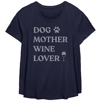 Plus Size Fifth Sun "Dog Mother Wine Lover" Scoop Neck Graphic Tee