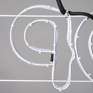 National Tree Company 44" LED Light-Up 2D Neon "SANTA STOP HERE" Christmas Sign