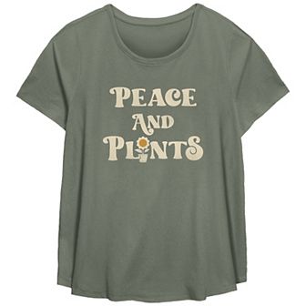Plus Size Fifth Sun "Peace and Plants" Vintage Scoop Neck Graphic Tee