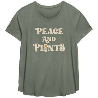 Plus Size Fifth Sun "Peace and Plants" Vintage Scoop Neck Graphic Tee