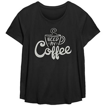 Plus Size Fifth Sun "Need My Coffee" Steaming Cup Scoop Neck Graphic Tee
