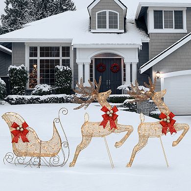 National Tree Company 42" Light-Up Glitter Deer with Sleigh