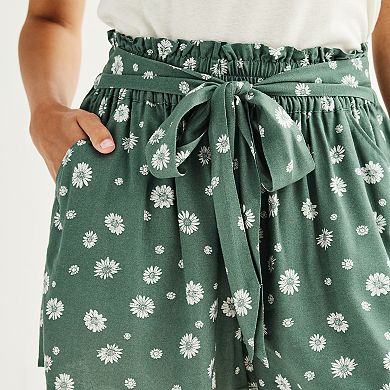 Juniors' SO High Waisted Flowy Tie Waist Shorts
