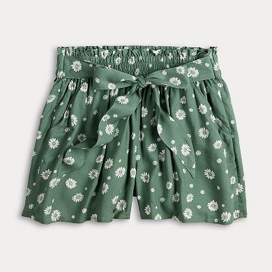 Juniors' SO High Waisted Flowy Tie Waist Shorts