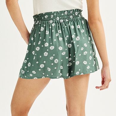 Juniors' SO High Waisted Flowy Tie Waist Shorts