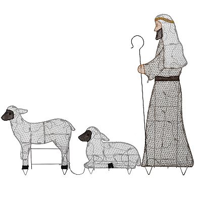 National Tree Company Fabric Glitter Shepherd & Sheep Set