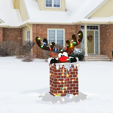 National Tree Company 2-D 70-Light Reindeer Chimney Christmas Indoor / Outdoor Decor