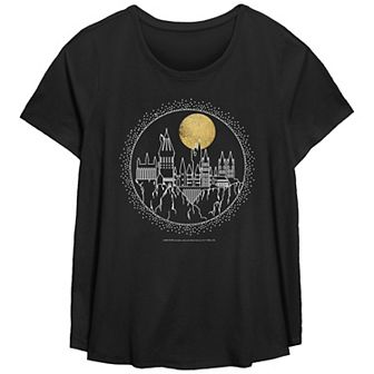 Plus Size Harry Potter Hogwarts Line Art Graphic Tee