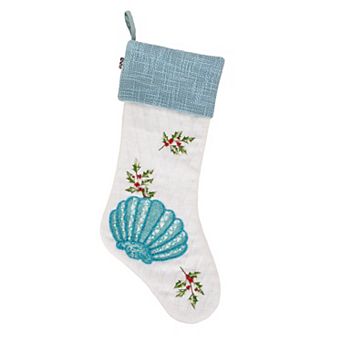 National Tree Company HGTV 20" Shell Embroidered Stocking