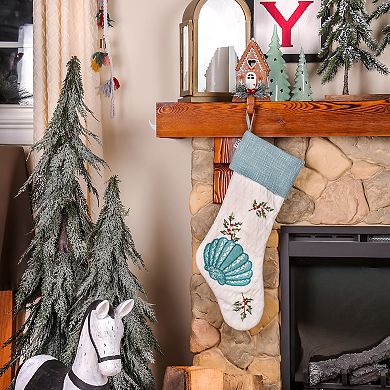 National Tree Company HGTV 20" Shell Embroidered Stocking
