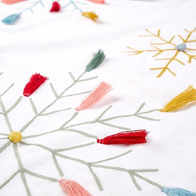 National Tree Company HGTV 54" Boho Velvet Snowflake Embroidered Christmas Tree Skirt