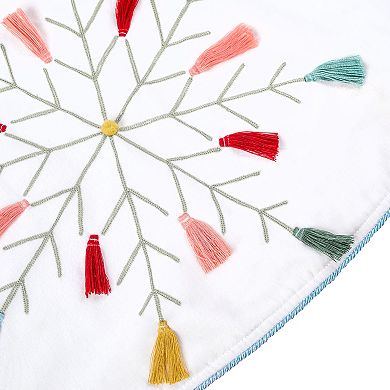 National Tree Company HGTV 54" Boho Velvet Snowflake Embroidered Christmas Tree Skirt