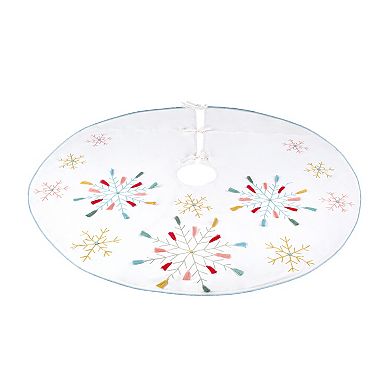 National Tree Company HGTV 54" Boho Velvet Snowflake Embroidered Christmas Tree Skirt