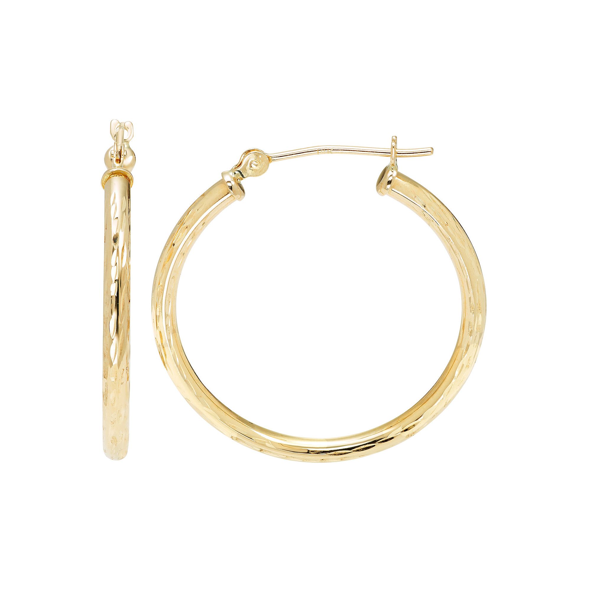 Theia Sky 14k Yellow Gold Full Diamond Cut Hoop Earrings, Womens, Size: 12