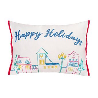 National Tree Company HGTV 14X20" Happy Holiday Embroidered Pillow