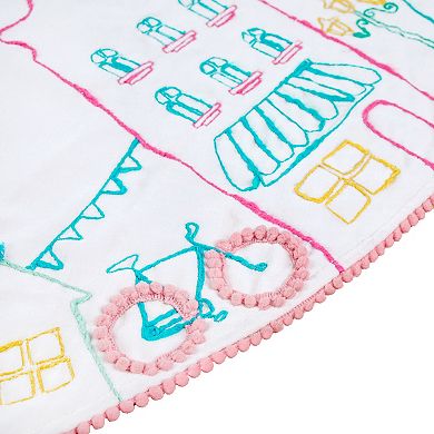 National Tree Company HGTV 52" Village Scene Fabric Cotton Velvet Tree Skirt