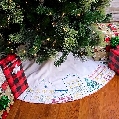 National Tree Company HGTV 52" Village Scene Fabric Cotton Velvet Tree Skirt