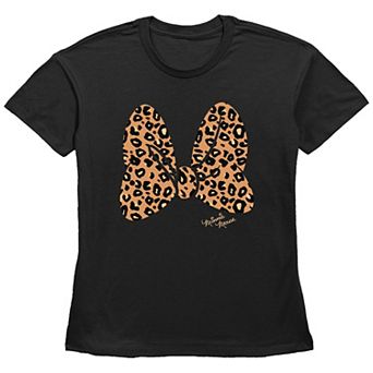 Disney's Minnie Mouse Juniors' Leopard Print Bow Graphic Tee