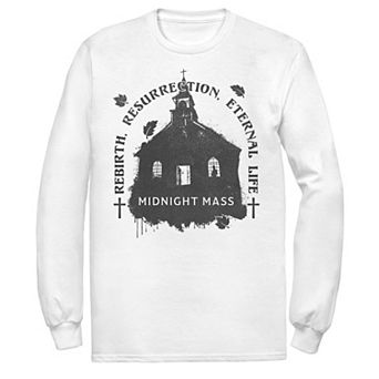 Men's Netflix Midnight Mass Rebirth Resurrection Eternal Life Church Long Sleeve Graphic Tee
