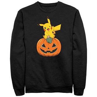 Men's Pokemon Pikachu Sitting On Pumpkin Fleece Sweatshirt