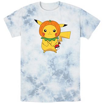 Men's Pokemon Pikachu Pumpkin Hat Pokeball Bombard Wash Graphic Tee