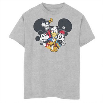 Boys Disney Mickey Classic Mouse Ears Group Shot Husky Graphic Tee