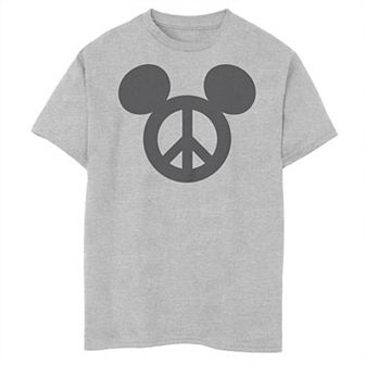 Boys Disney Mickey Classic Peace Sign Mouse Ears Husky Graphic Tee