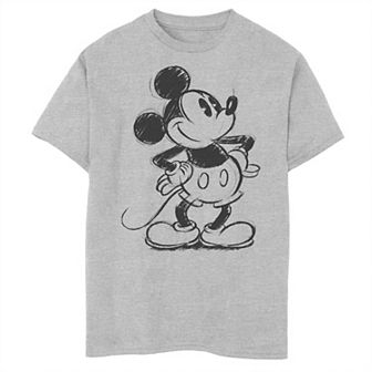 Boys Disney Mickey Classic Retro Sketch Mouse Husky Graphic Tee