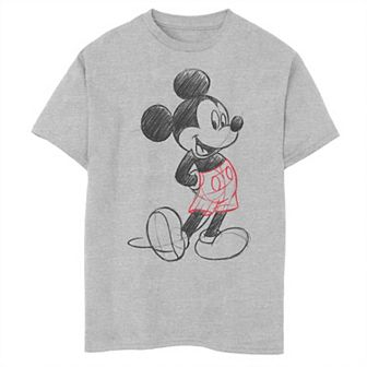 Boys Disney Mickey Classic Sketch Mouse Lines Husky Graphic Tee