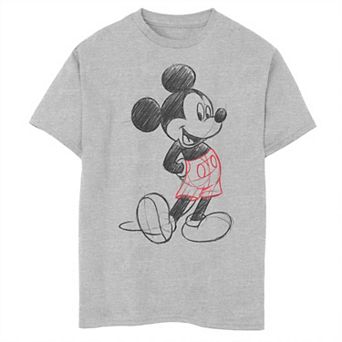 Boys Disney Mickey Classic Sketch Mouse Lines Husky Graphic Tee