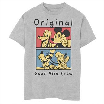 Boys Disney Mickey Classic Friends Original Good Vibes Crew Boxes Husky Graphic Tee