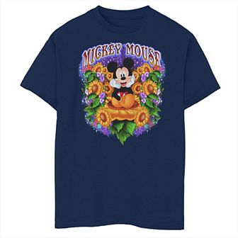 Disney's Mickey Mouse Boys 8-20 Classic Mouse Sitting Sunflowers Husky Tee