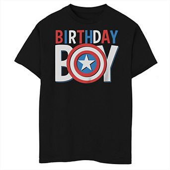 Boys 8-20 Marvel Universe Captain America Birthday Boy Shield Husky Tee
