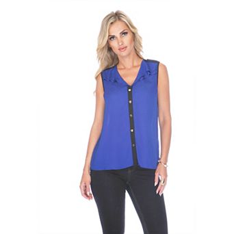 Women's Sleeveless Chiffon Button Down Blouse