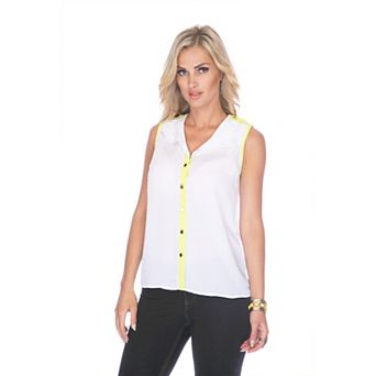 Women's Sleeveless Chiffon Button Down Blouse