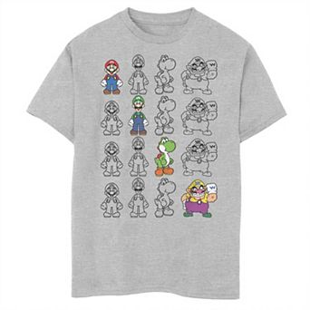 Boys Nintendo Super Mario Connect Four Characters Husky Graphic Tee