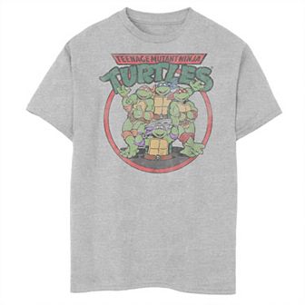 Boys Teenage Mutant Ninja Turtles Group Shot Circle Badge Husky Graphic Tee