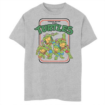 Boys Teenage Mutant Ninja Turtles Vintage Cartoon Group Shot Husky Graphic Tee