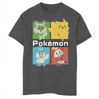 Boy's Pokemon Scarlet and Violet New Starter Group Shot Box Husky Tee
