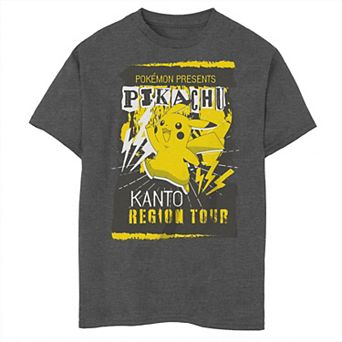 Boy's Pokemon Pikachu Kanto Region Tour Poster Husky Tee