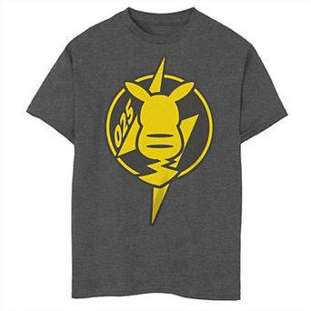 Boy's Pokemon Pikachu 025 Back Lightning Bolt Circle Badge Husky Tee