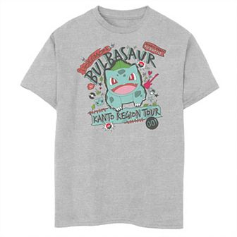 Boys Pokemon Bulbasaur 001 Kanto Region Tour Punk Husky Graphic Tee